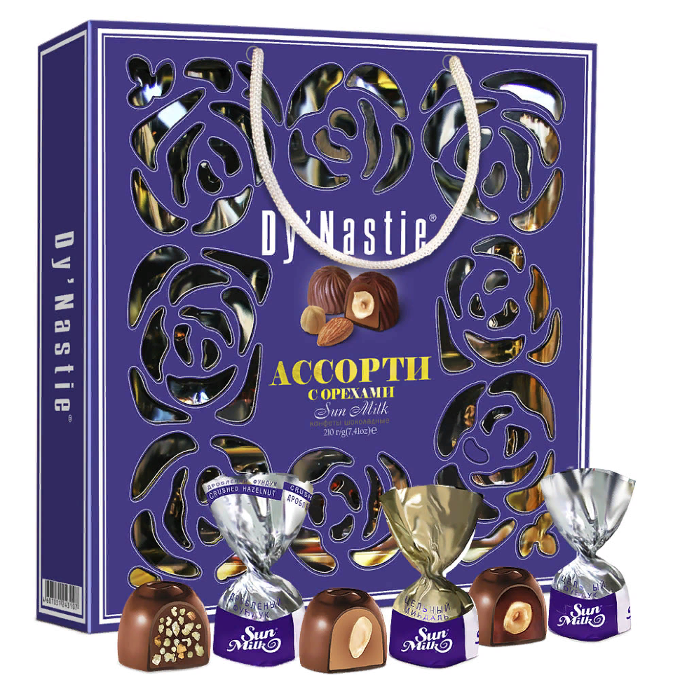  Династия Сумка Конфеты "Ассорти с орехами", 210г     в Копейске
